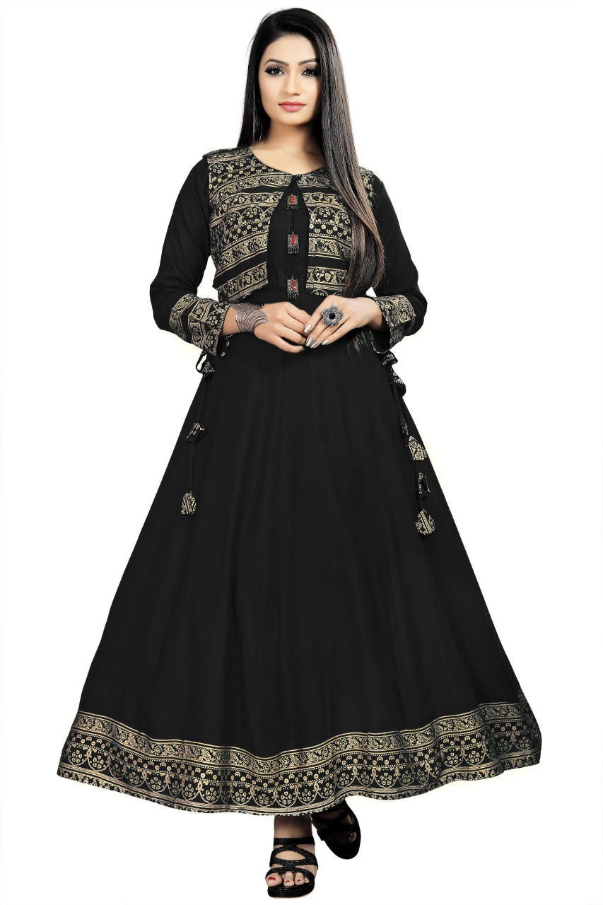 Koti Style 1006 Ethnic Wear Designer Rayon Anarkali Long Kurti Collection